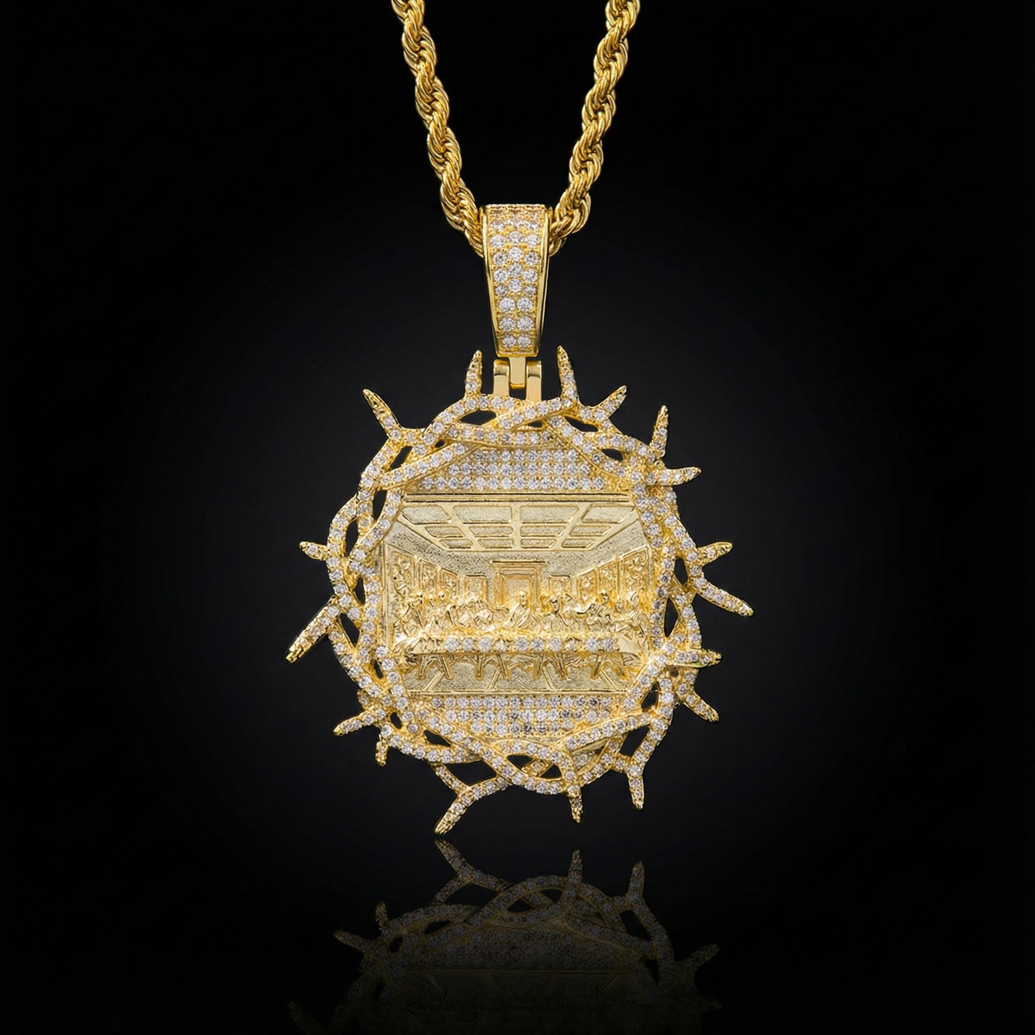 Iced Crown of Thorns Last Supper Pendant