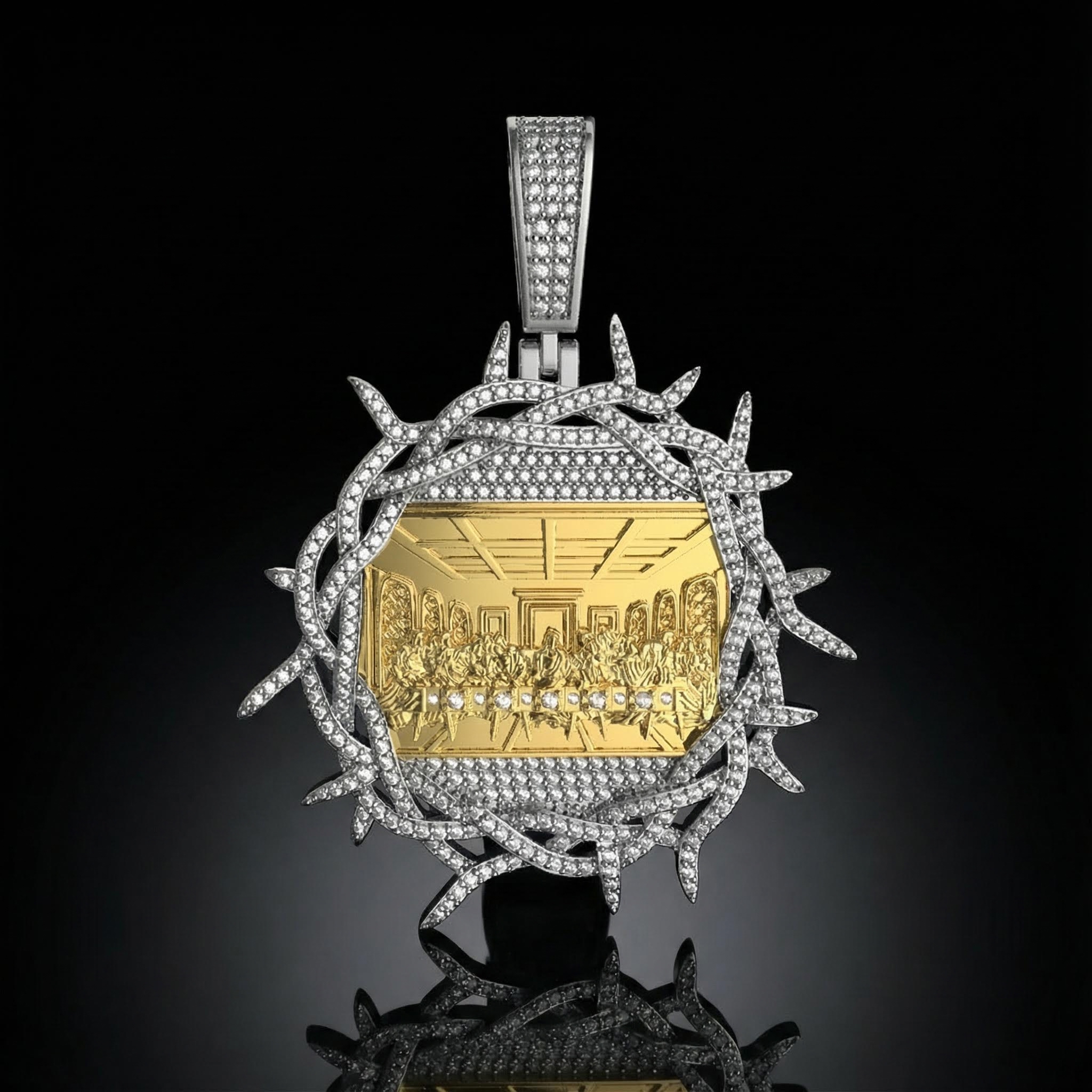 Iced Crown of Thorns Last Supper Pendant
