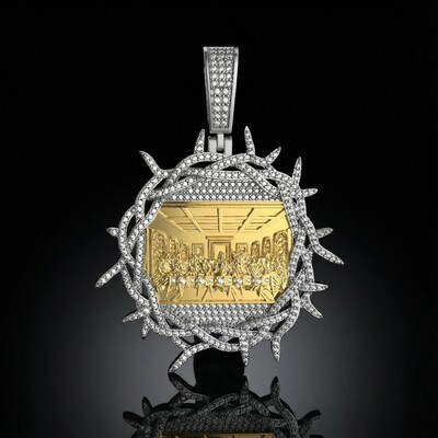 Iced Crown of Thorns Last Supper Pendant