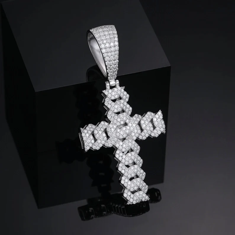 Iced Cuban Chain Cross Pendant