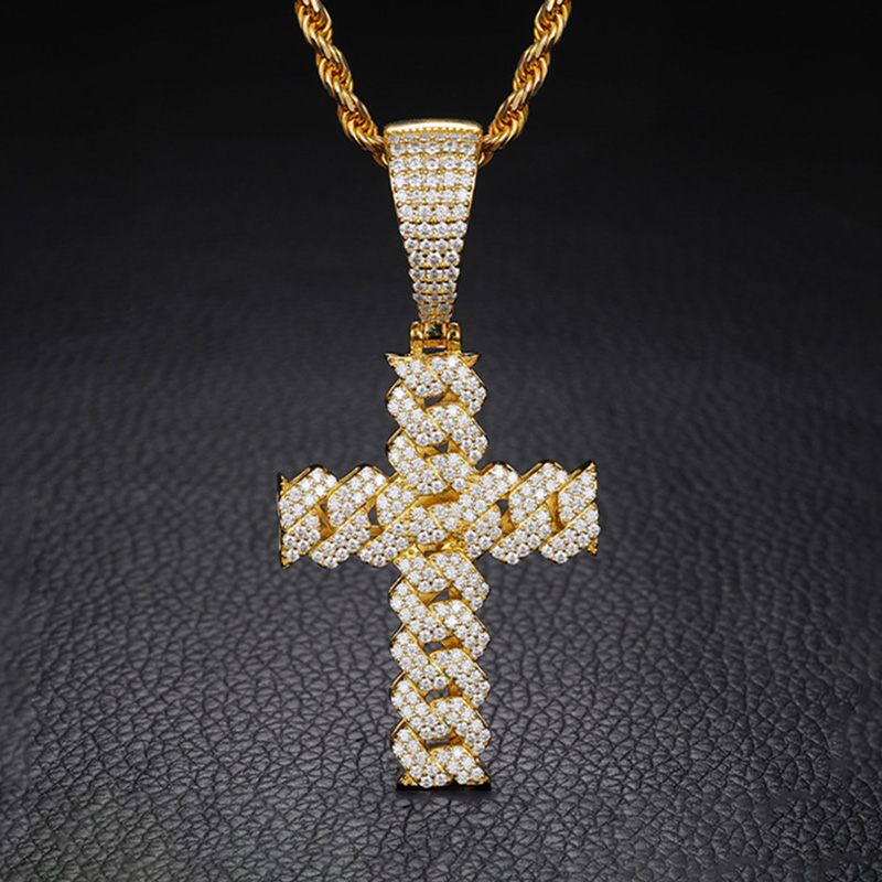 Iced Cuban Chain Cross Pendant