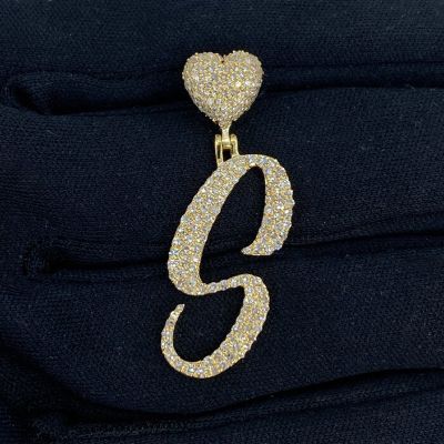 Iced Heart Buckle A-Z Letter Pendant