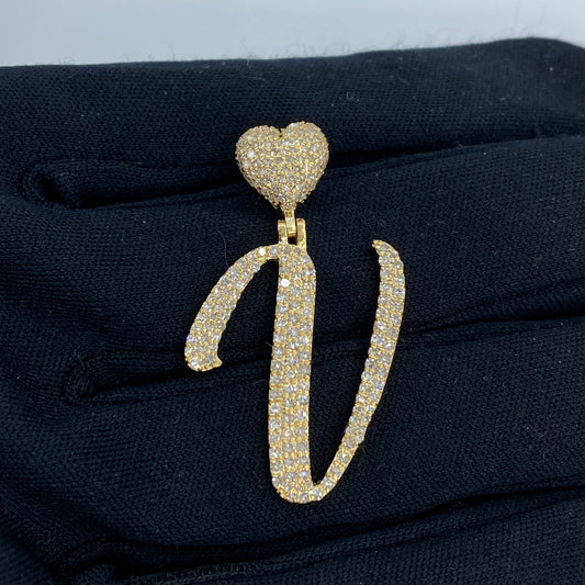 Iced Heart Buckle A-Z Letter Pendant