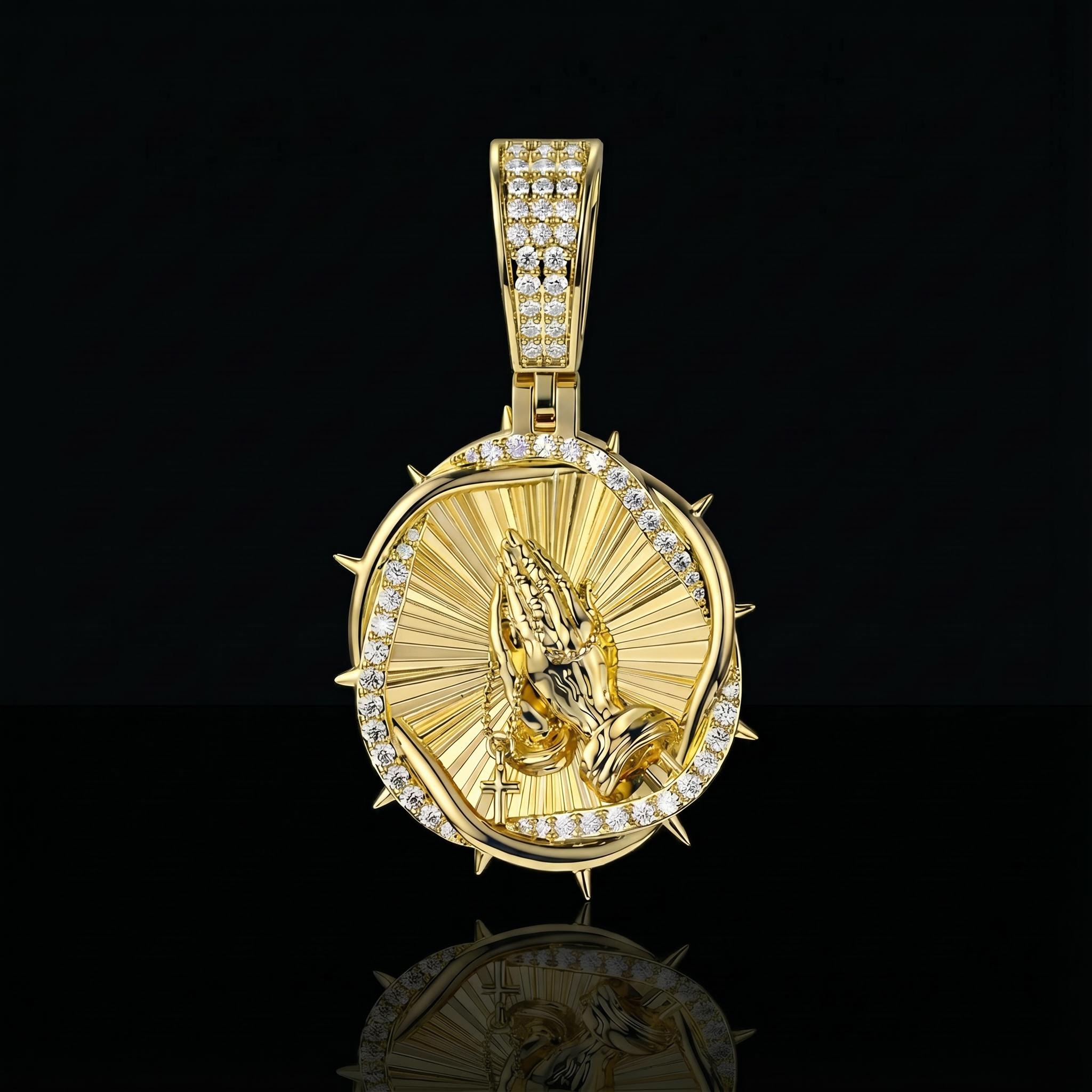 Iced Thorns Praying Hands Pendant Iced Thorns Praying Hands Pendant