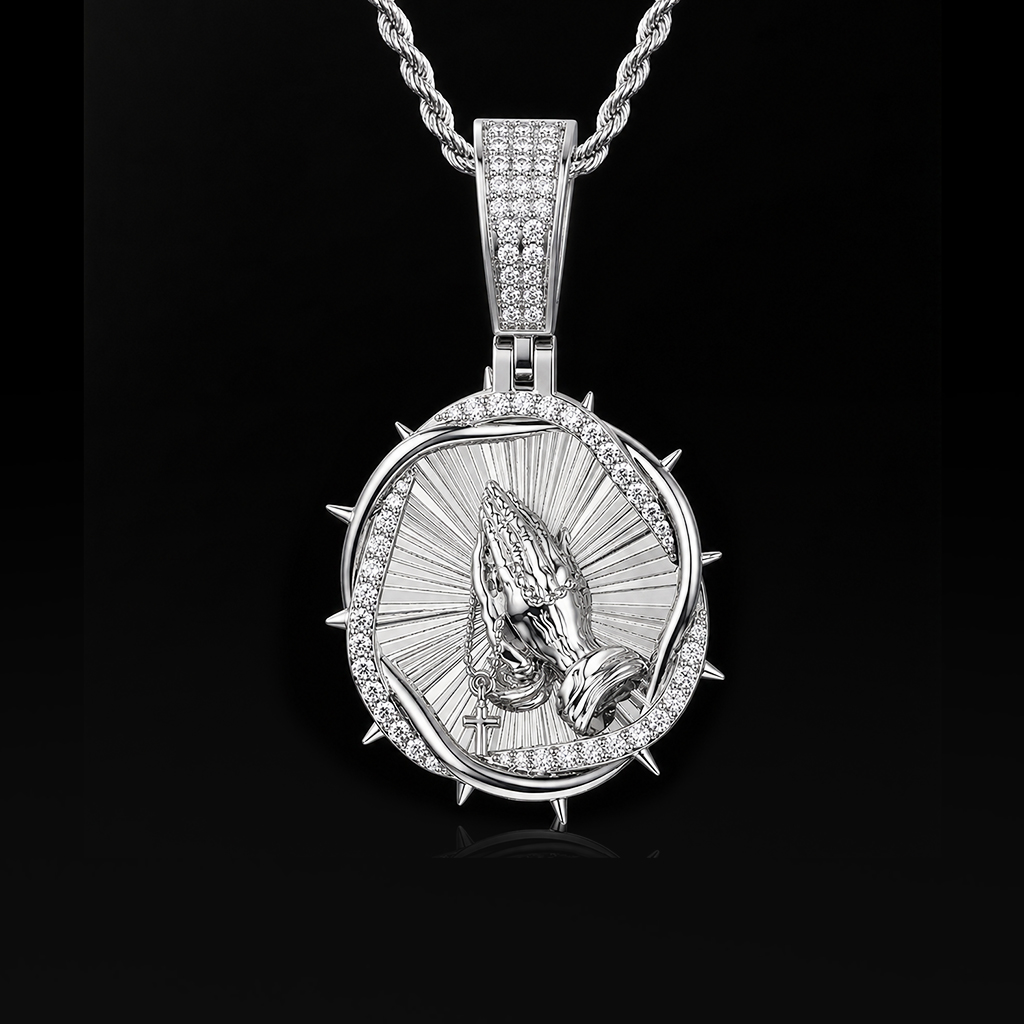 Iced Thorns Praying Hands Pendant Iced Thorns Praying Hands Pendant