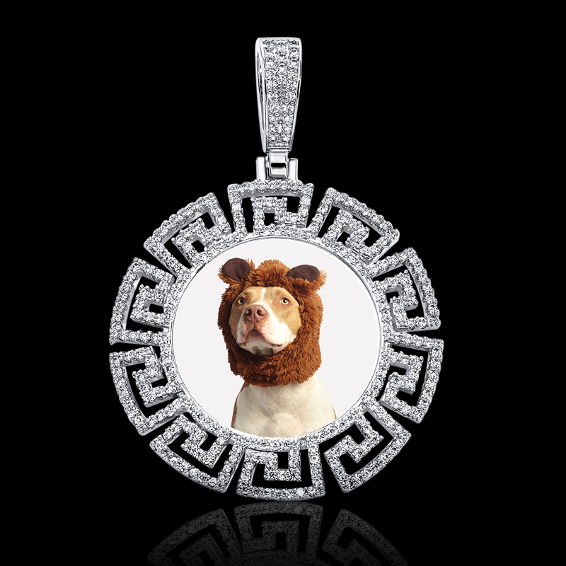 Iced Custom Zigzag Pattern Photo Pendant