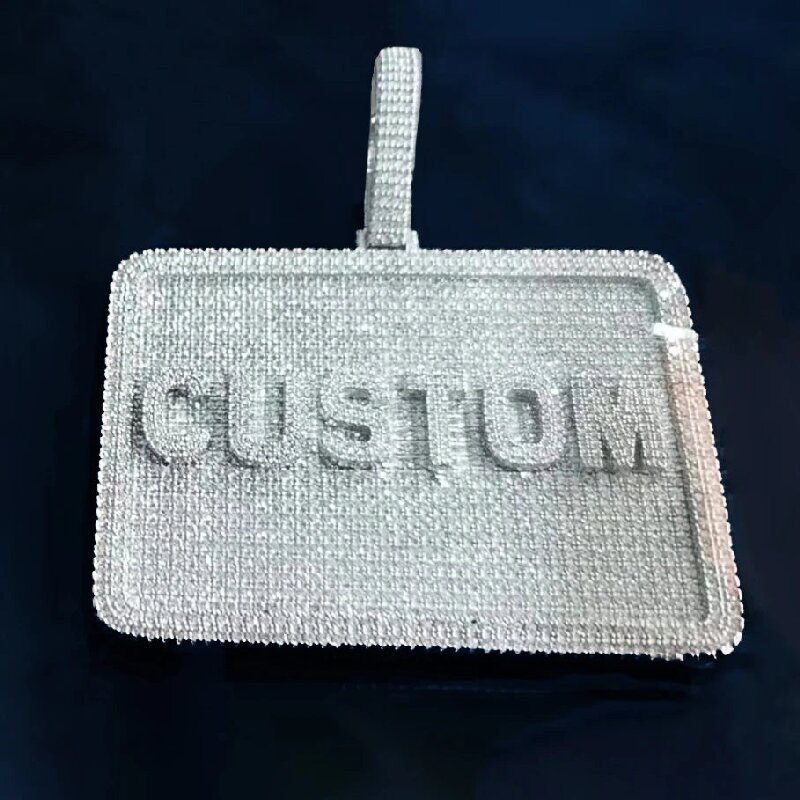 Custom Iced Rectangle Name Pendant