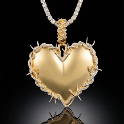 Iced Thorns Heart Pendant
