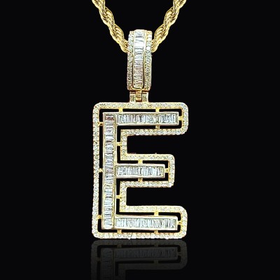 Iced A-Z Skeleton Letter Pendant