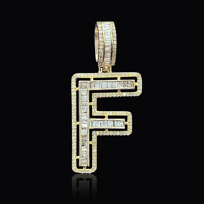 Iced A-Z Skeleton Letter Pendant