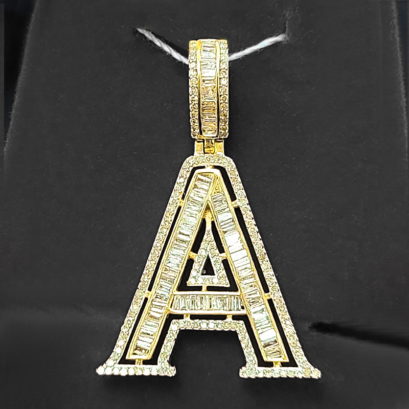 Iced A-Z Skeleton Letter Pendant