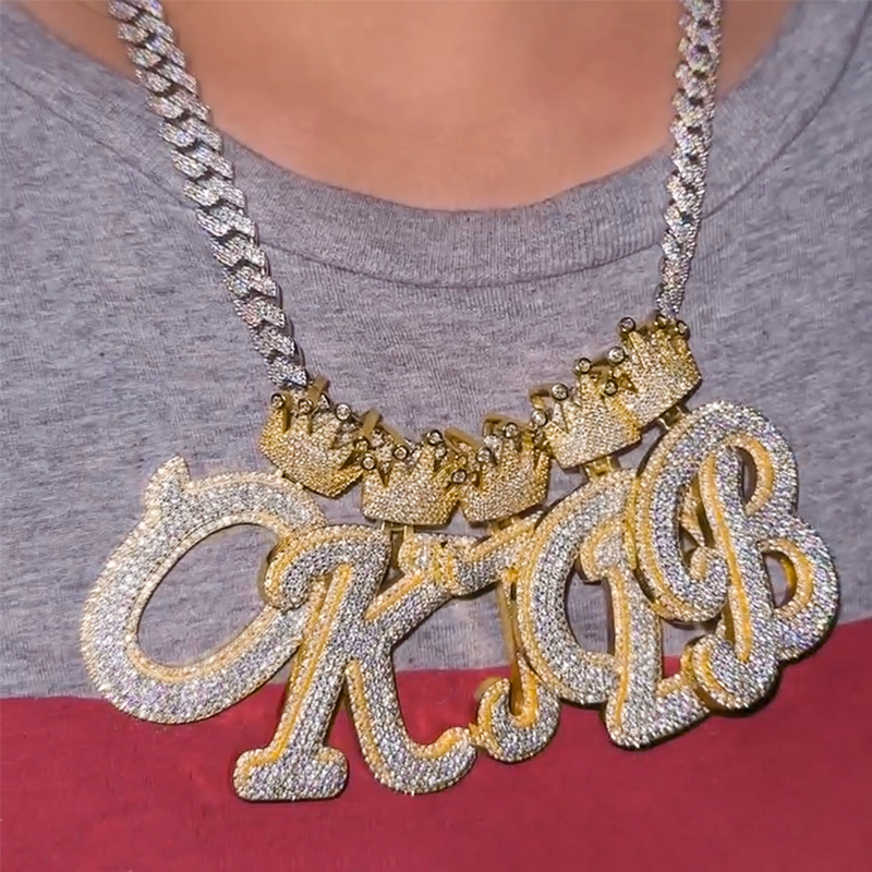 Iced Out Crown Buckle Pendant