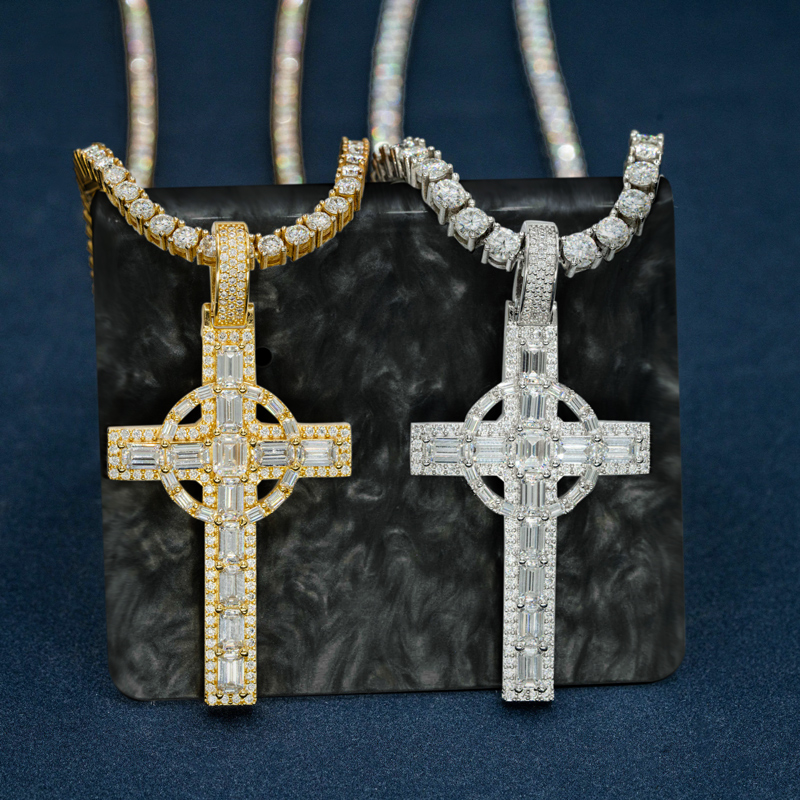 Iced Baguette Cut Celtic Cross Pendant