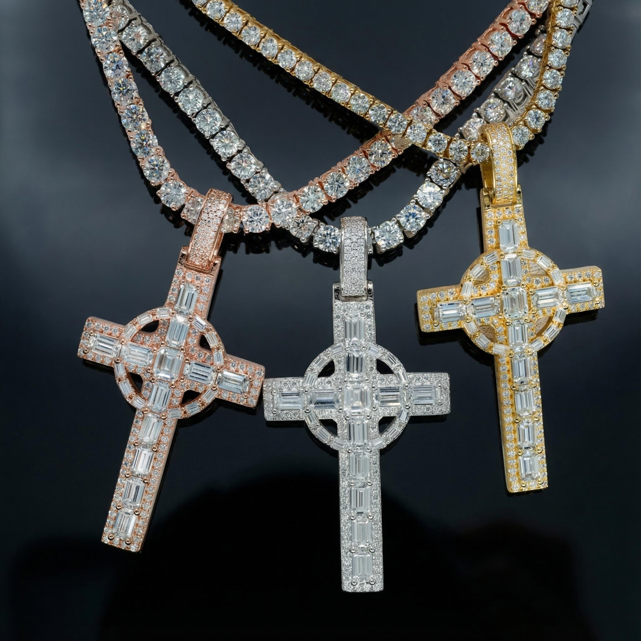 Iced Baguette Cut Celtic Cross Pendant Iced Baguette Cut Celtic Cross Pendant