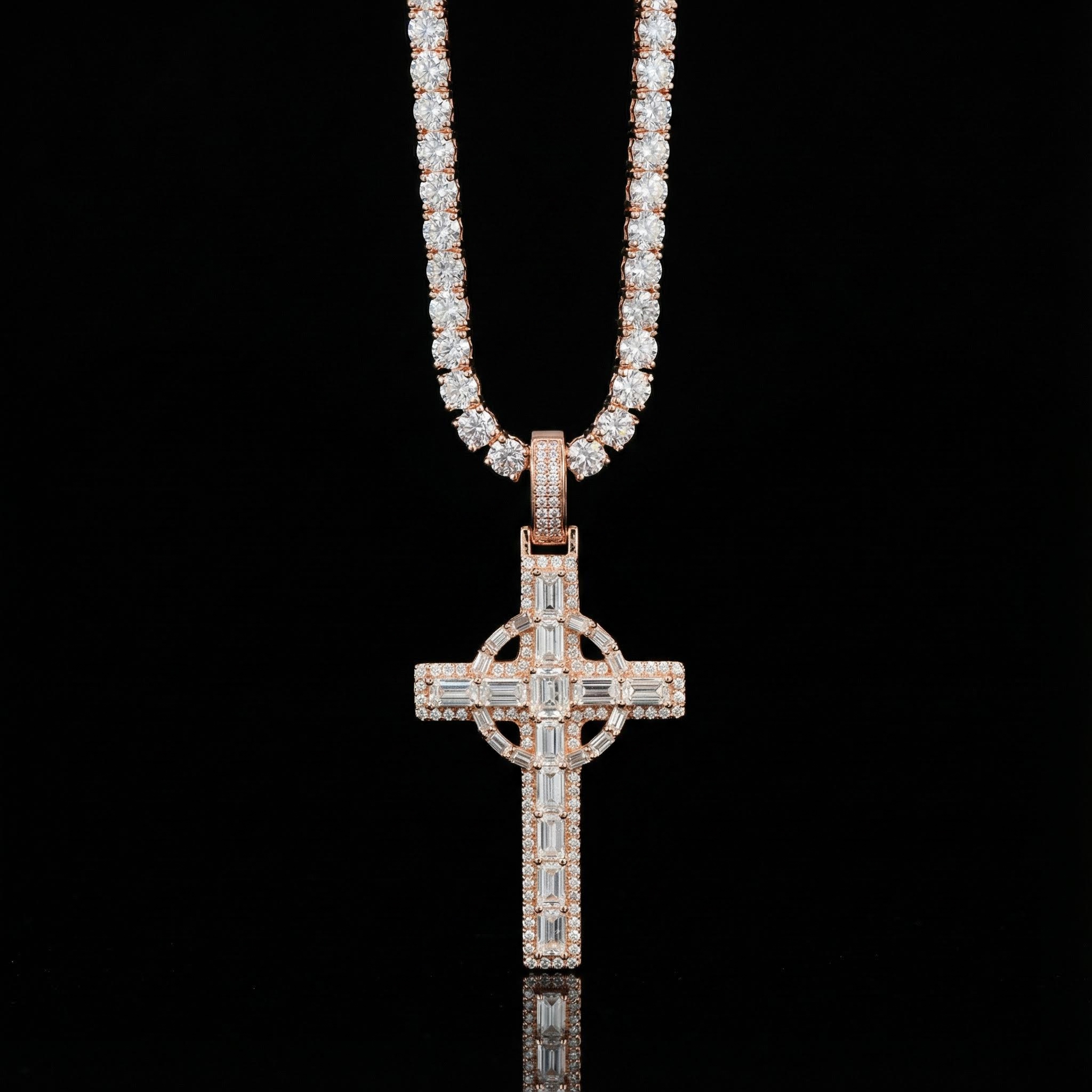 Iced Baguette Cut Celtic Cross Pendant Iced Baguette Cut Celtic Cross Pendant