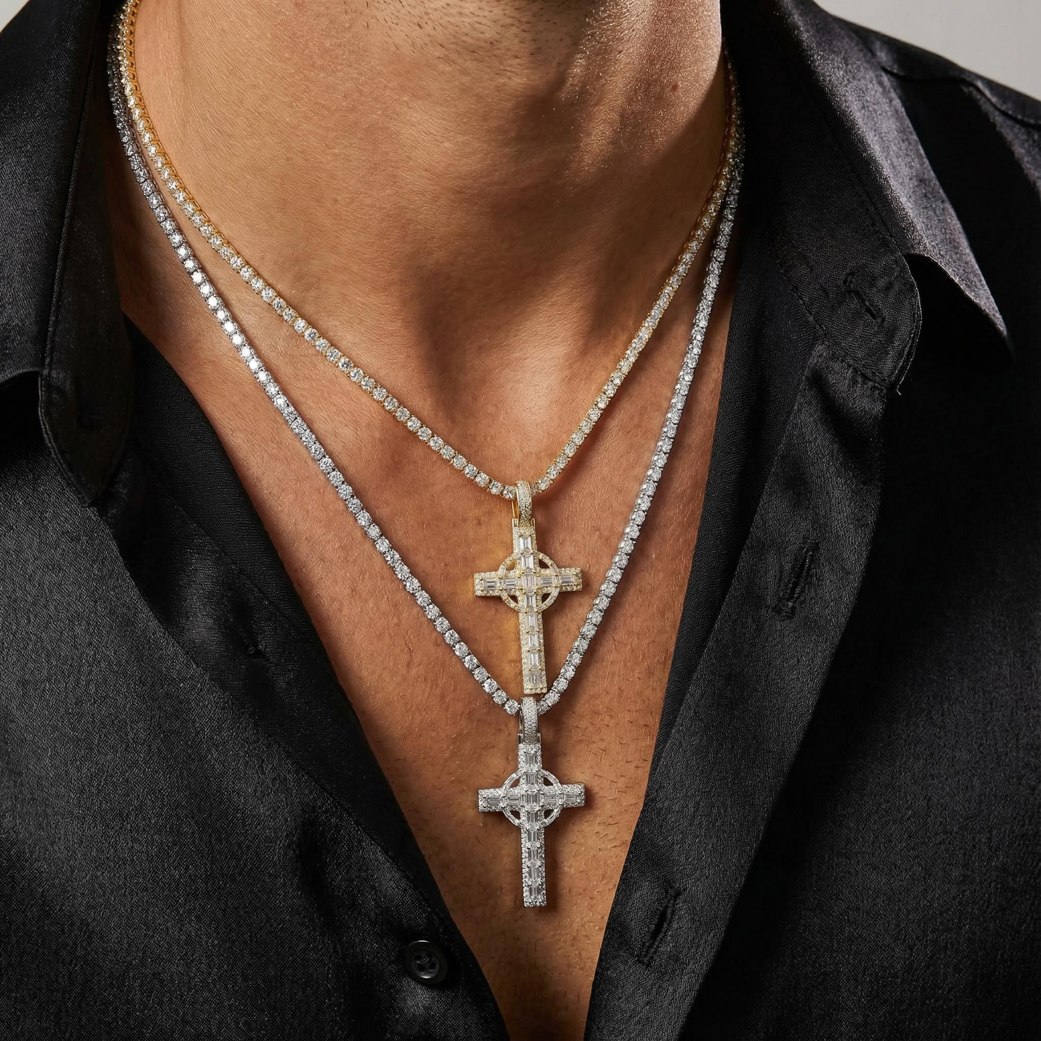 Iced Baguette Cut Celtic Cross Pendant Iced Baguette Cut Celtic Cross Pendant