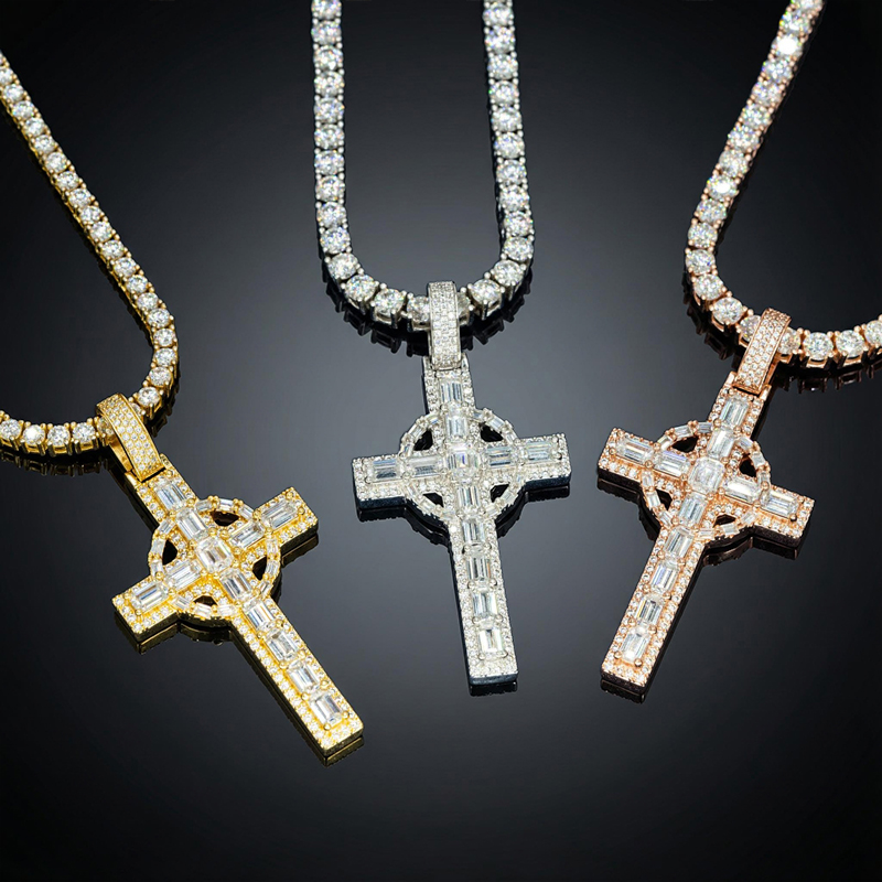 Iced Baguette Cut Celtic Cross Pendant Iced Baguette Cut Celtic Cross Pendant
