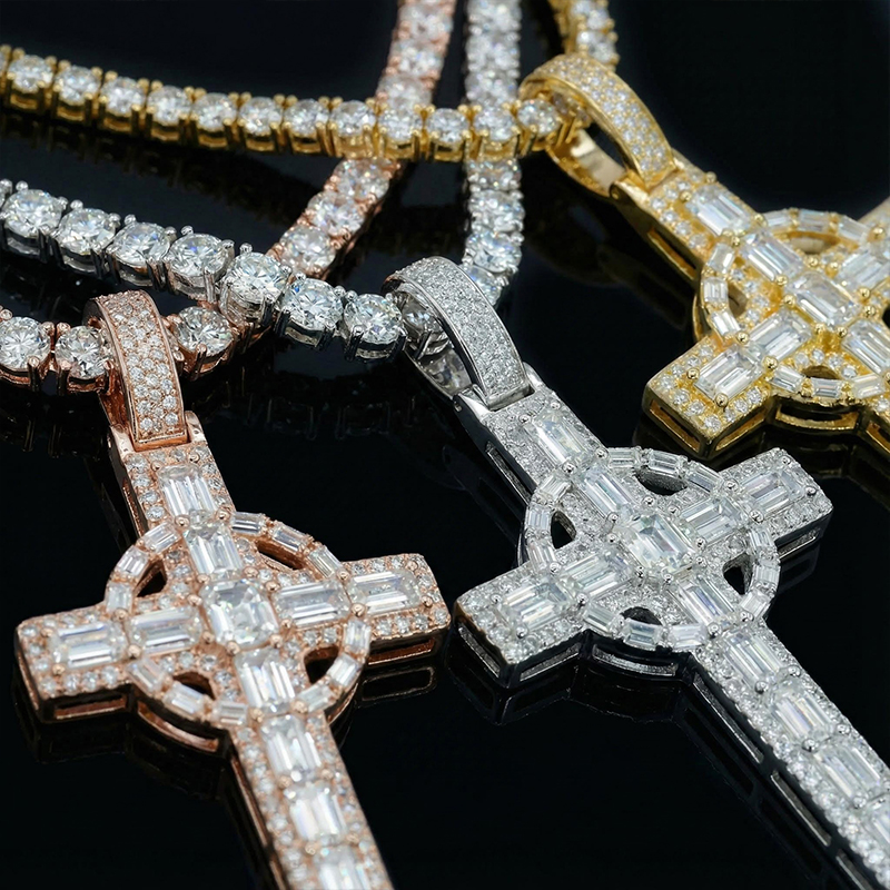 Iced Baguette Cut Celtic Cross Pendant Iced Baguette Cut Celtic Cross Pendant