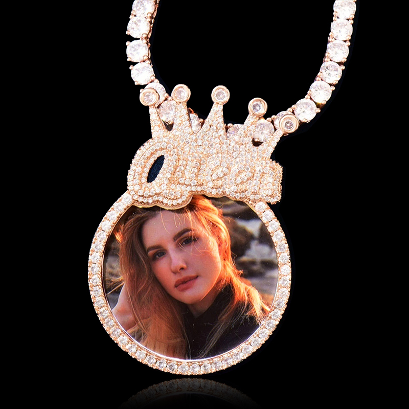 Iced Custom Photo Queen Crown Pendant