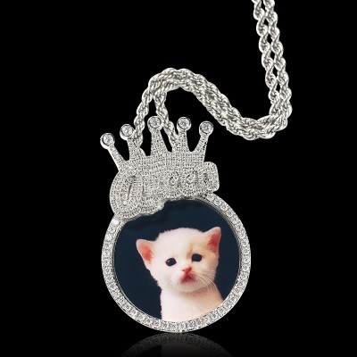 Iced Custom Photo Queen Crown Pendant