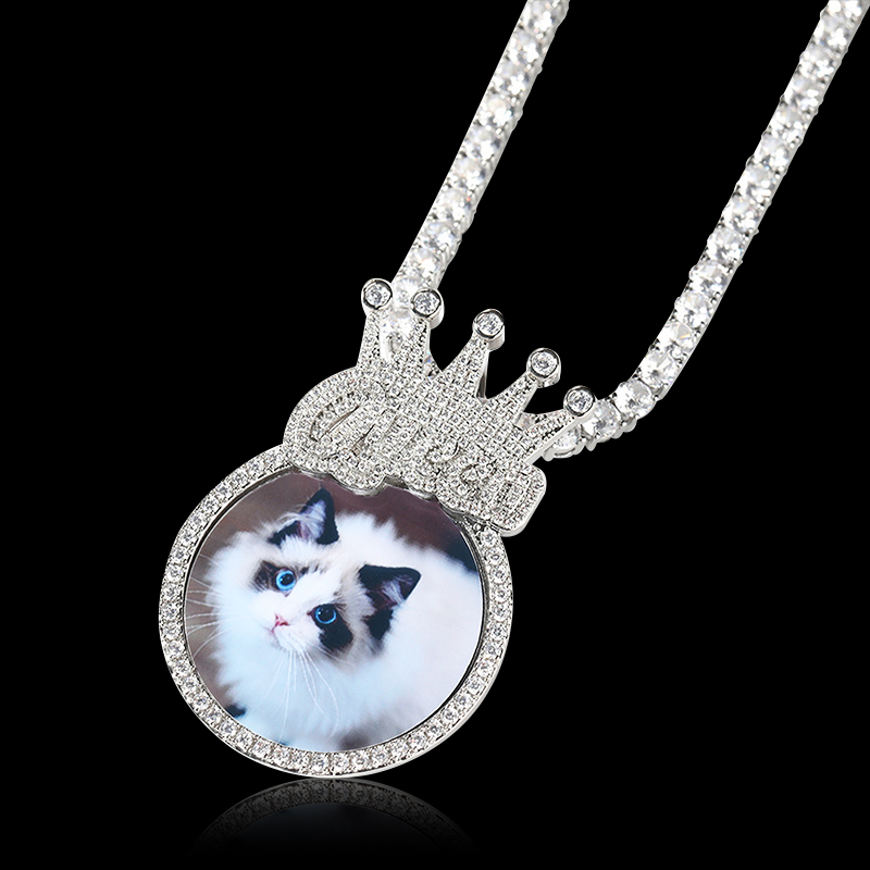 Iced Custom Photo Queen Crown Pendant