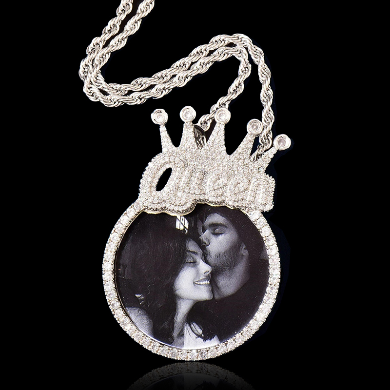 Iced Custom Photo Queen Crown Pendant