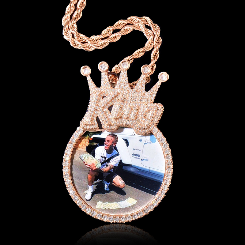 Iced Custom Photo King Crown Pendant