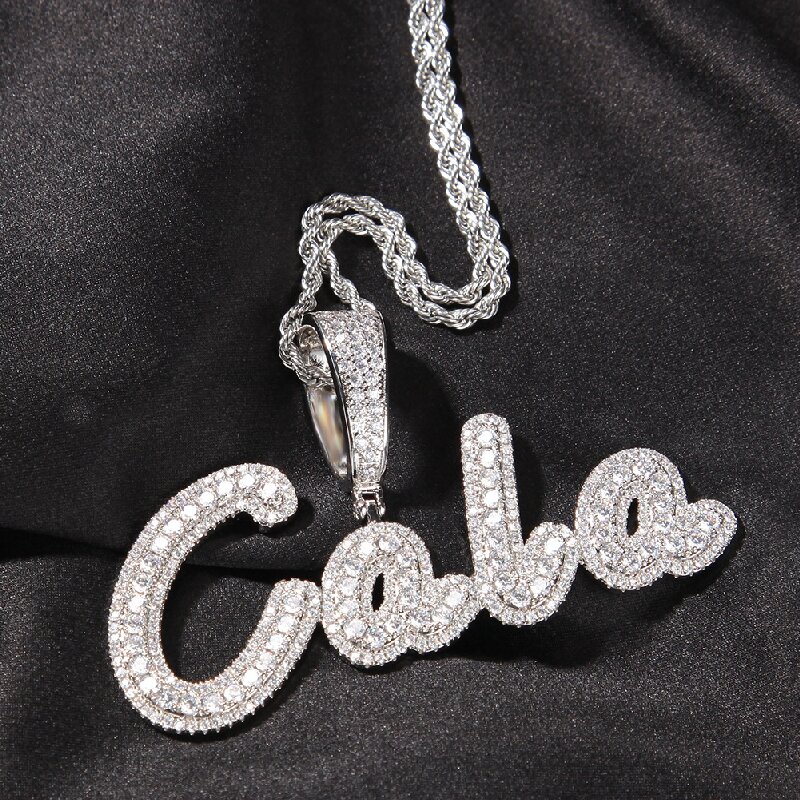 Iced Cursive Custom Name Pendant