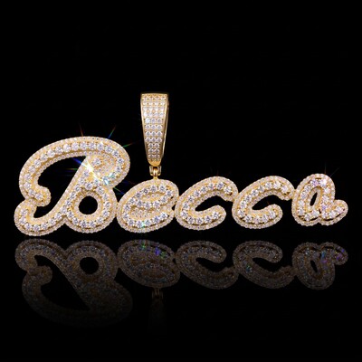 Iced Cursive Custom Name Pendant