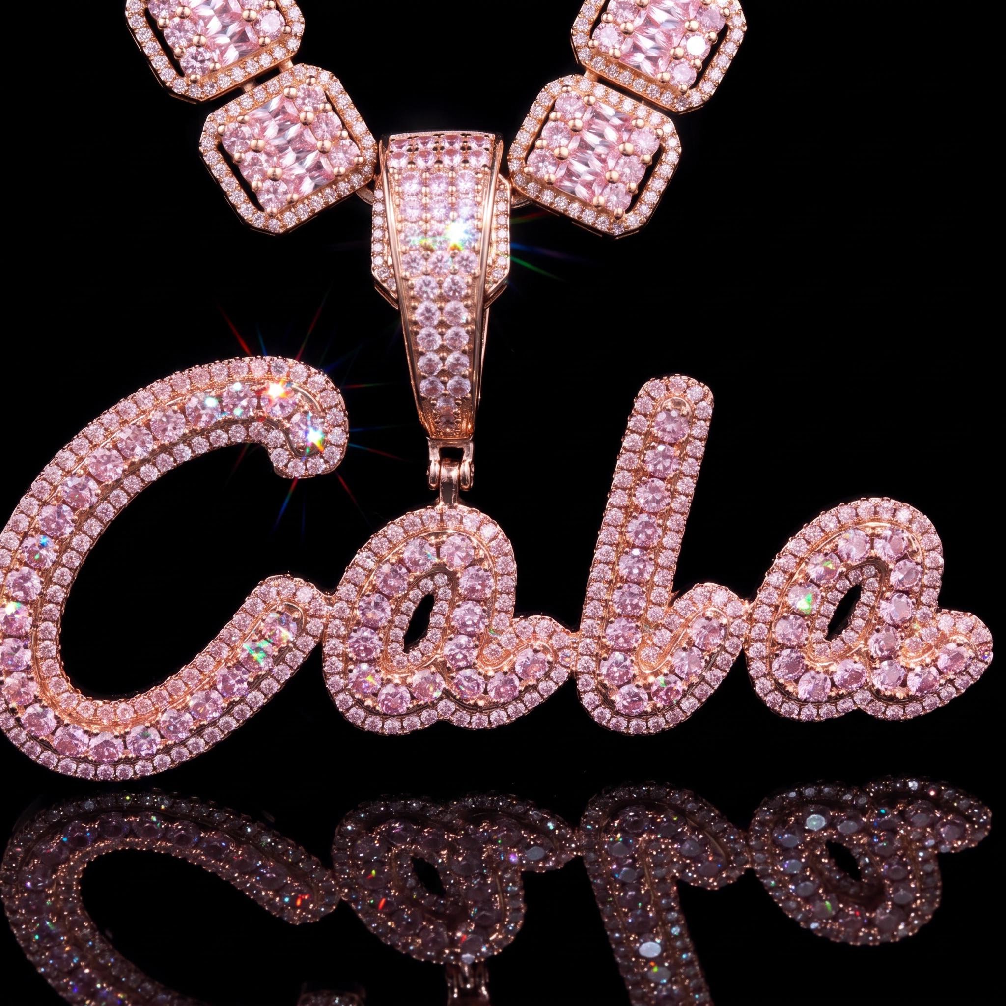 Iced Cursive Custom Name Pendant Iced Cursive Custom Name Pendant
