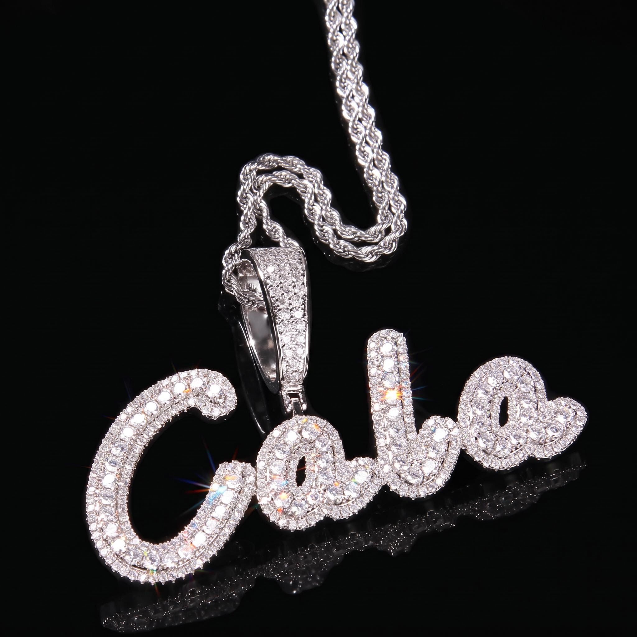 Iced Cursive Custom Name Pendant Iced Cursive Custom Name Pendant