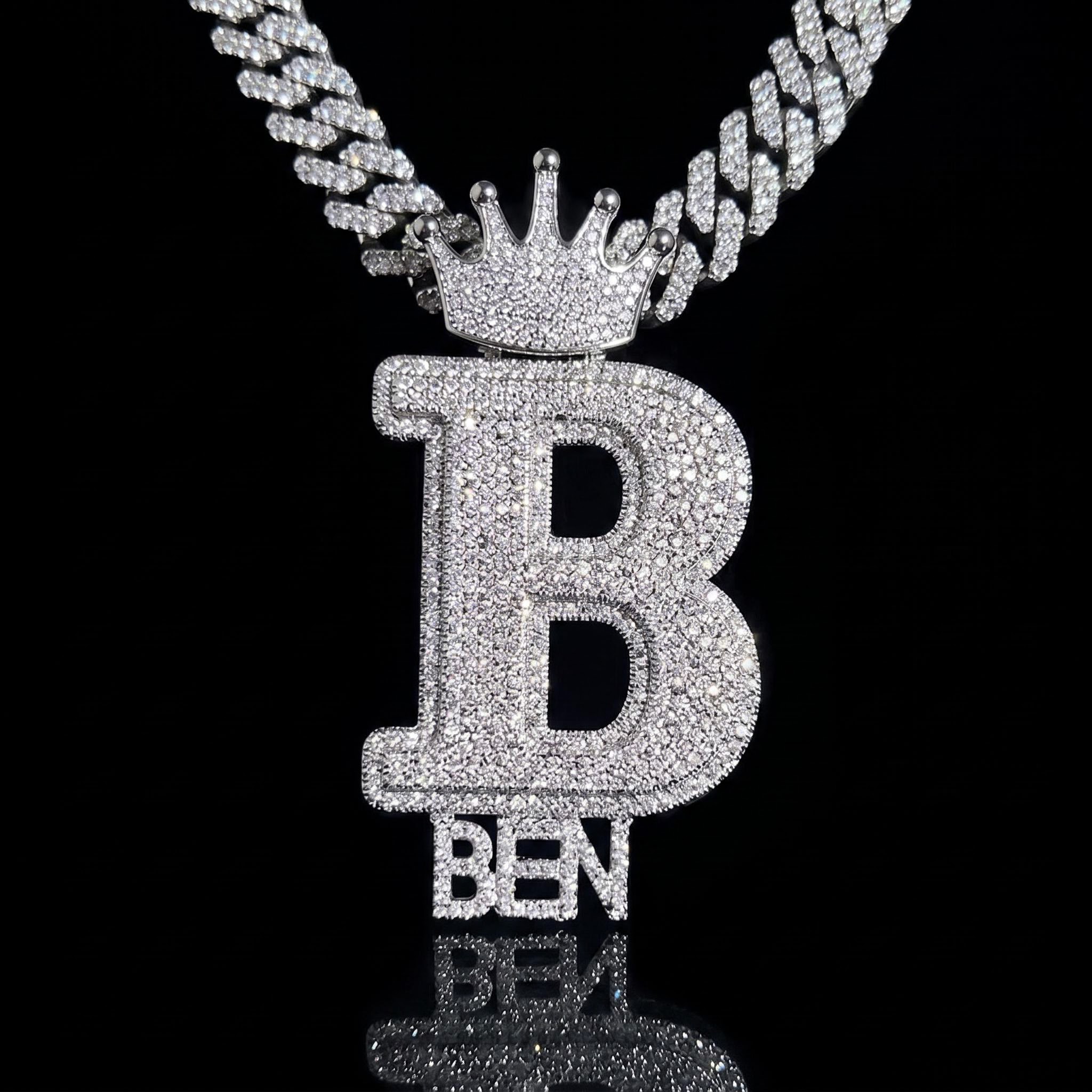 Iced Crown Buckle Custom Letter Name Combination Pendant Iced Crown Buckle Custom Letter Name Combination Pendant