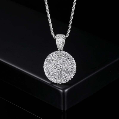 Bling Out Iced Round Hip Hop Dog Tag Medallion Pendant