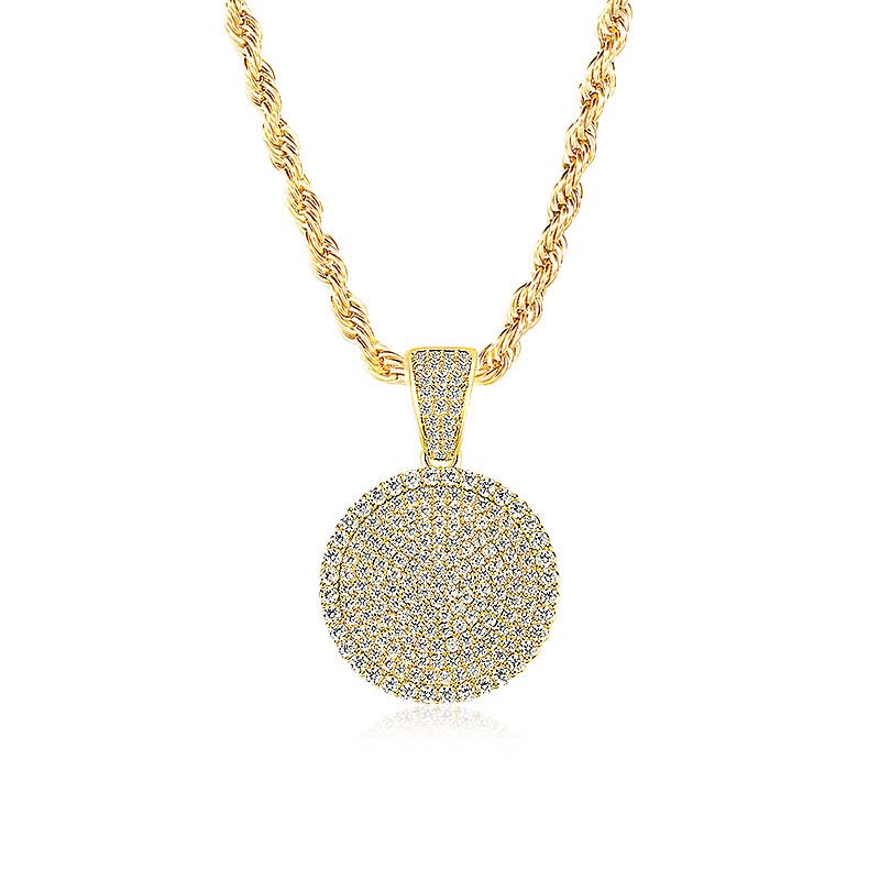 Bling Out Iced Round Hip Hop Dog Tag Medallion Pendant