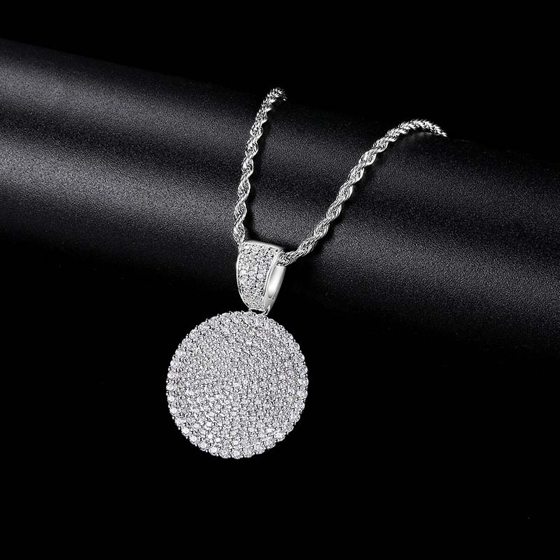 Bling Out Iced Round Hip Hop Dog Tag Medallion Pendant