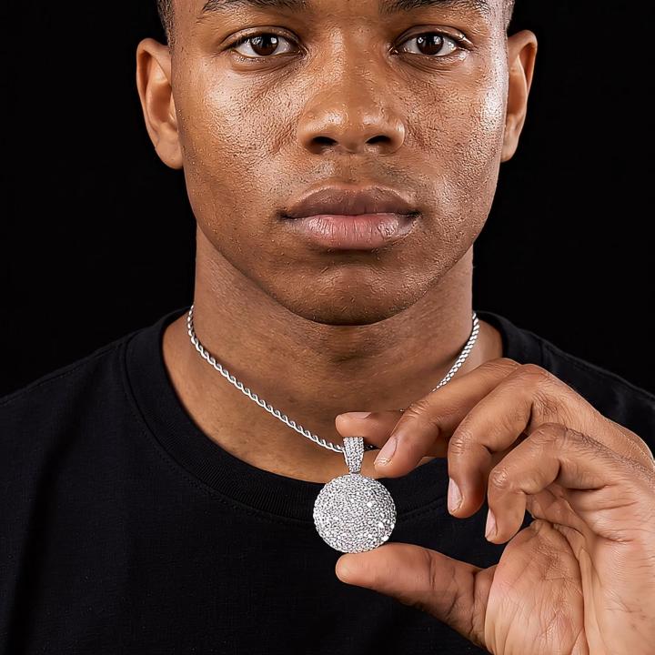 Bling Out Iced Round Hip Hop Dog Tag Medallion Pendant