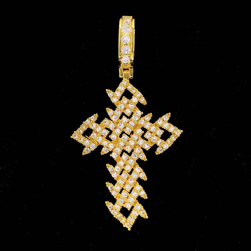 Spiked Cross Iced Out Pendant