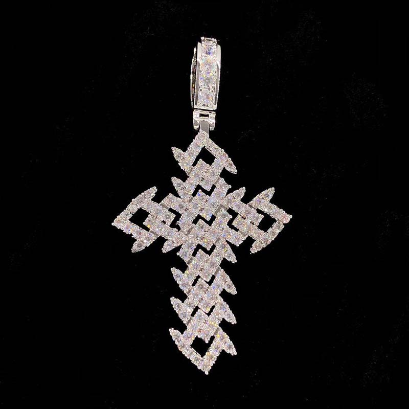 Spiked Cross Iced Out Pendant