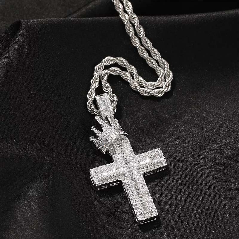 Iced Out Royal Crown Cross Pendant