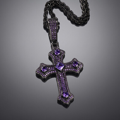 Iced Pink/Blue/Purple Cross Pendant