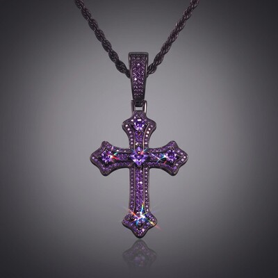 Iced Pink/Blue/Purple Cross Pendant
