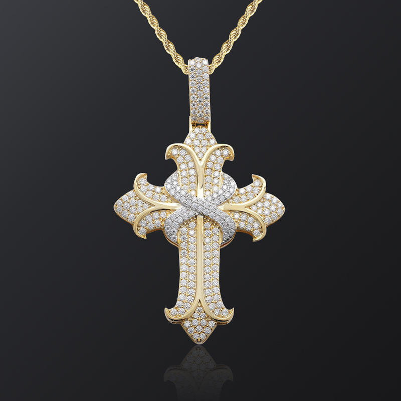 Iced Gothic Cross Pendant