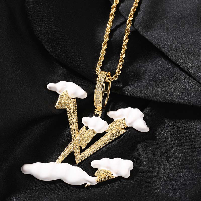 Iced Lightning Cloud Pendant