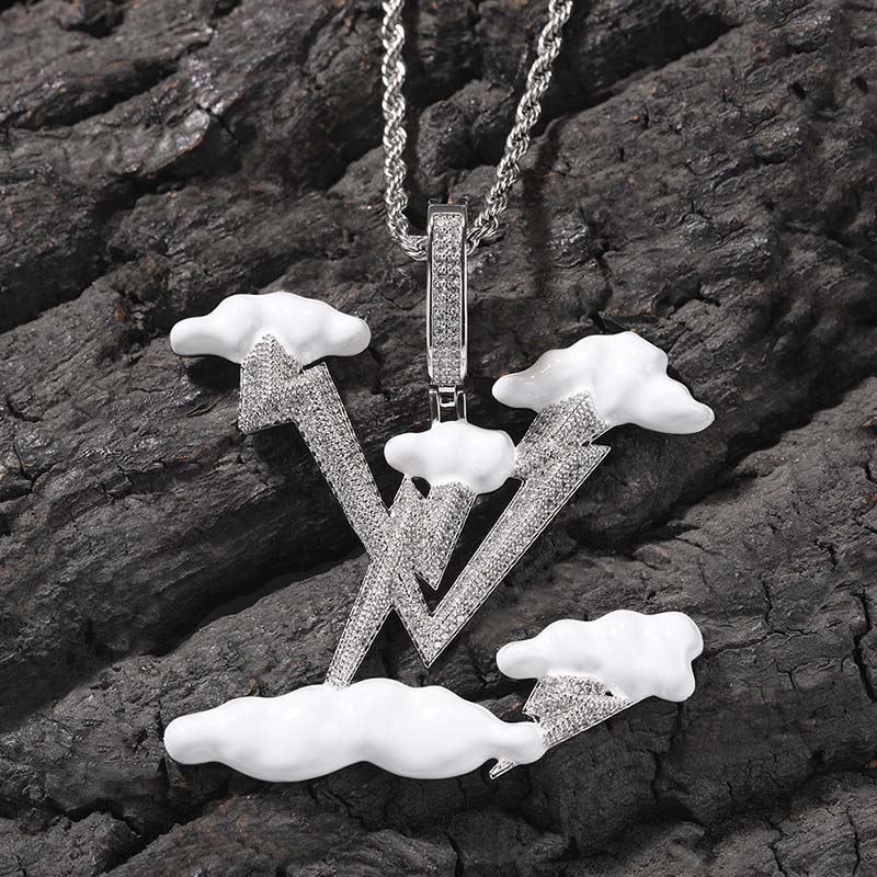 Iced Lightning Cloud Pendant