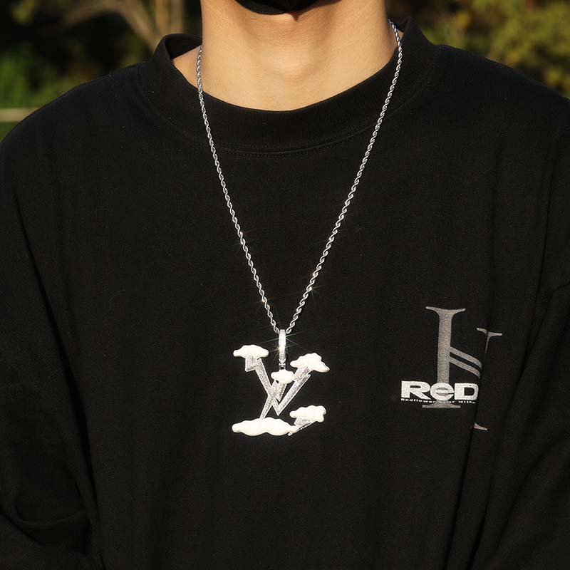 Iced Lightning Cloud Pendant