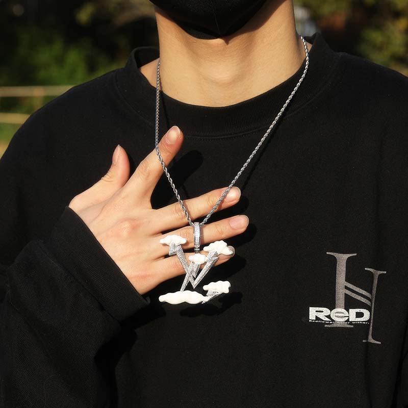 Iced Lightning Cloud Pendant