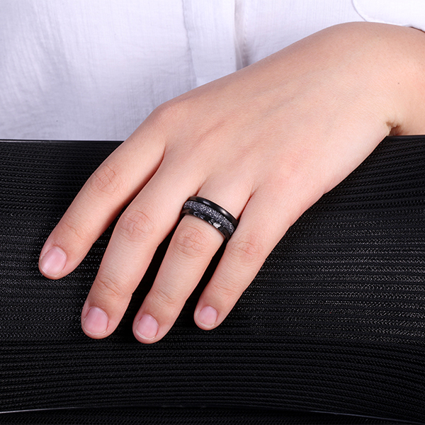 Black and Grey 3pcs Stacking Stainless Steel Ring Set