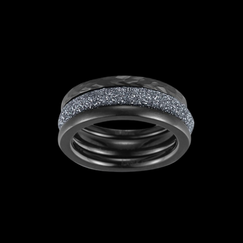 Black and Grey 3pcs Stacking Stainless Steel Ring Set