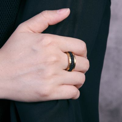 Black Stardust 3pcs Ring in Gold