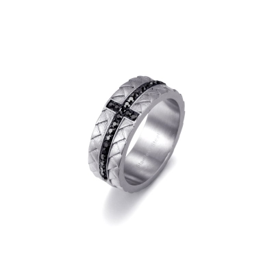 Black Cross Stainless Steel Woven Ring